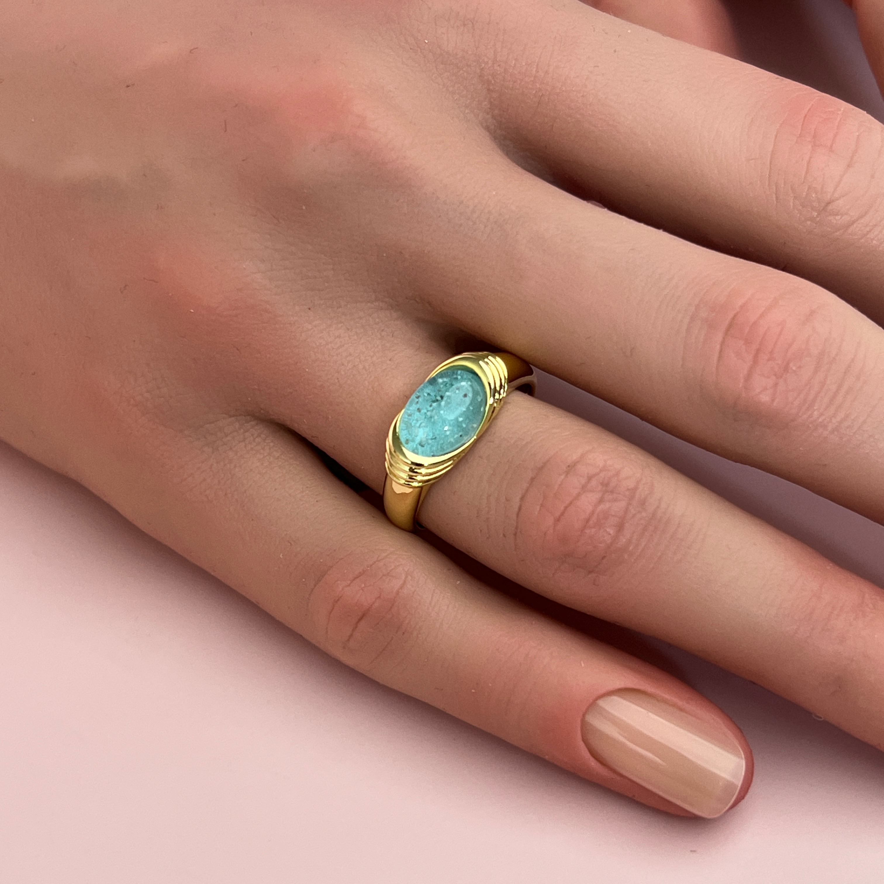 Ripple Ashes Ring - Side Profile View