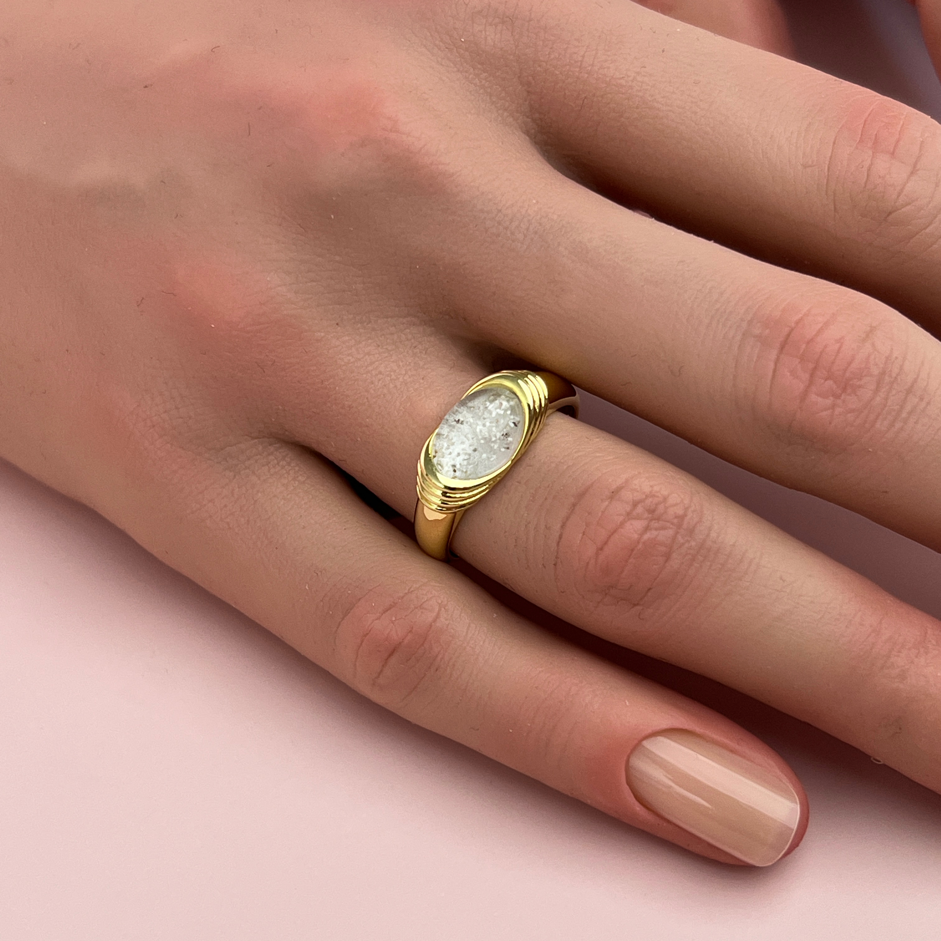 Ripple Ashes Ring - Side Profile View