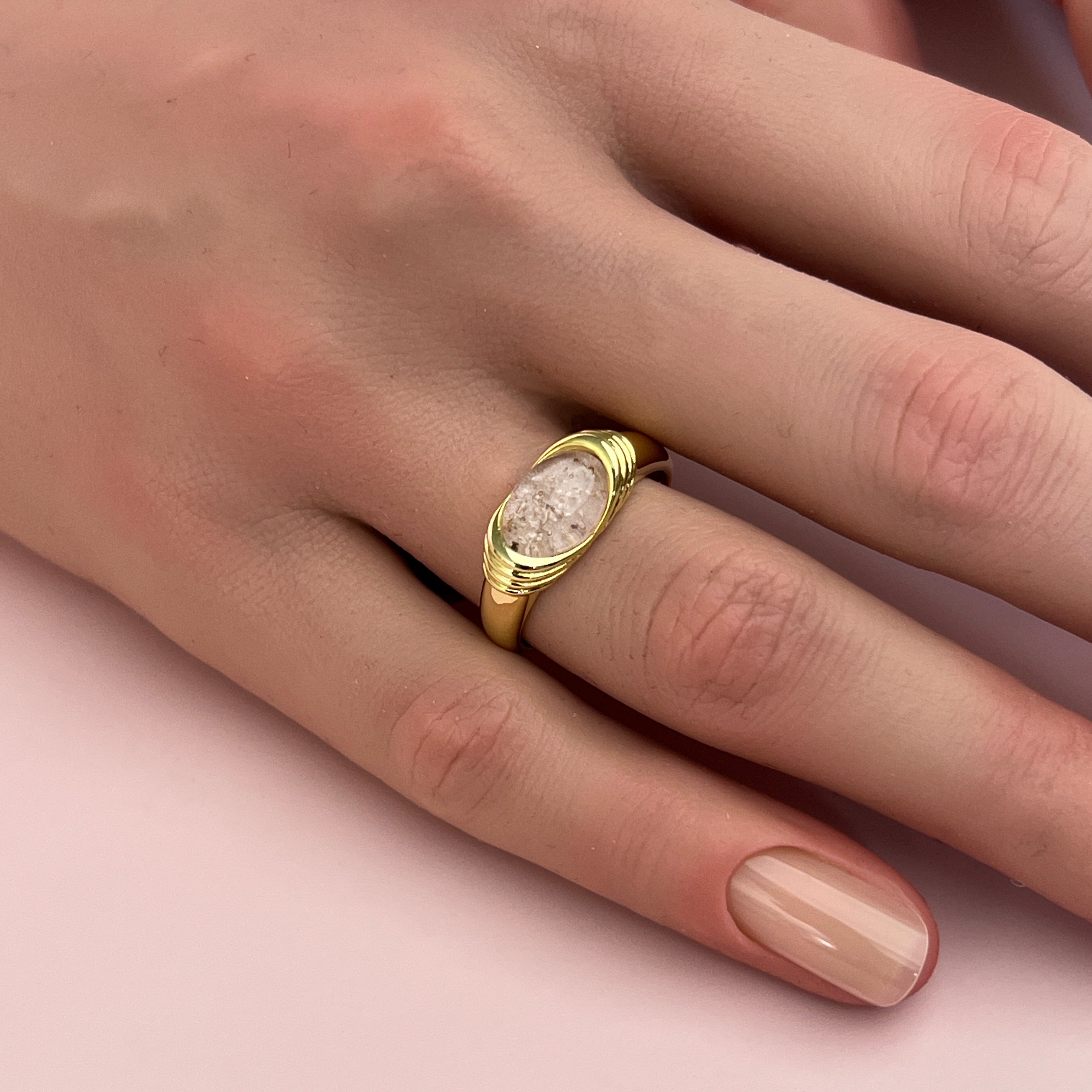 Ripple Ashes Ring - Side Profile View