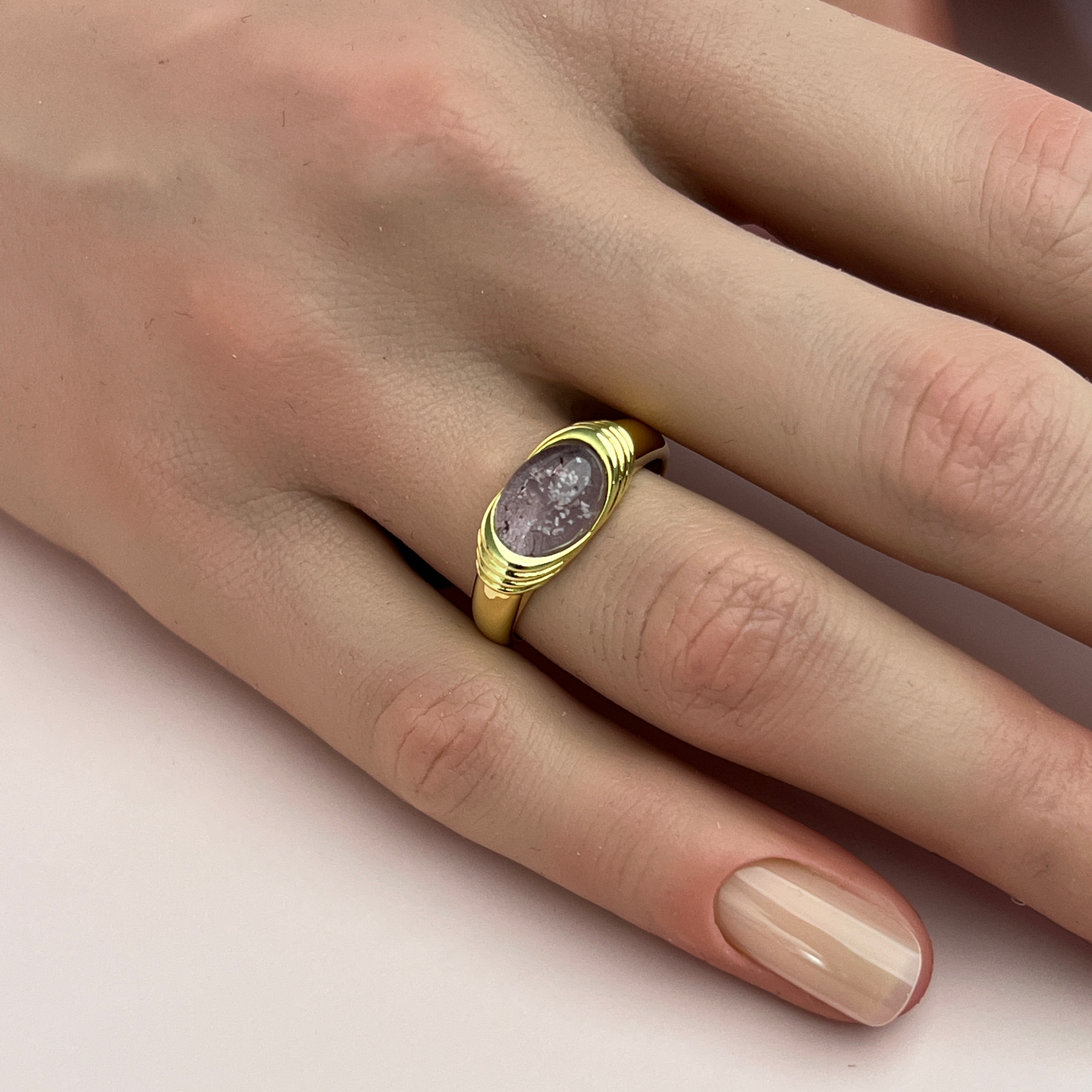 Ripple Ashes Ring - Side Profile View