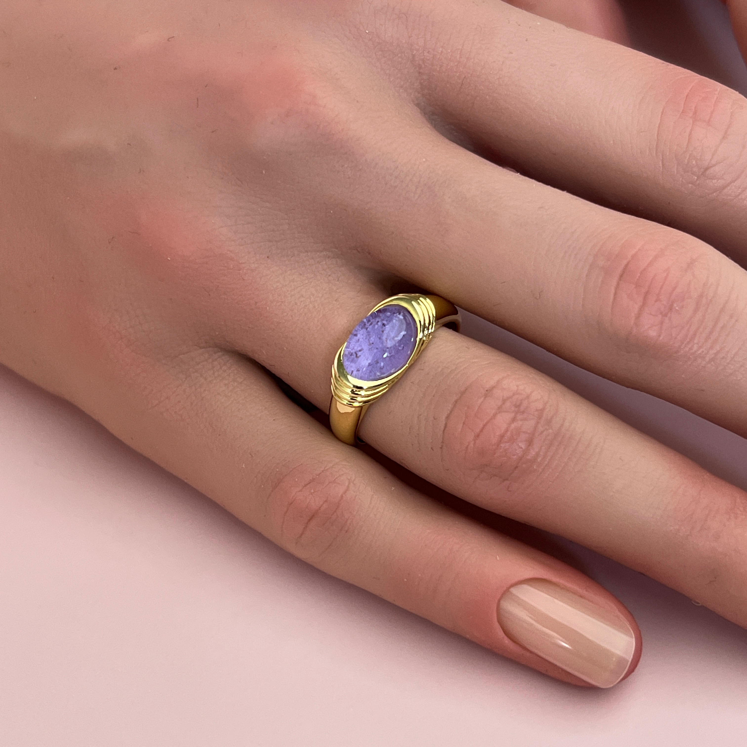 Ripple Ashes Ring - Side Profile View